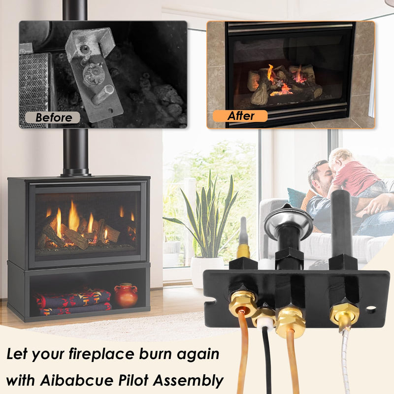 10002264 Natural Gas Pilot Assembly Kits For Majestic, Temco, HHT, Vermont Castings, Monessen Gas Stove & Fireplaces, SRV10002264 3-Way Pilot Assembly with Thermocouple Thermopile Replacement Parts 10002264 Natural Gas