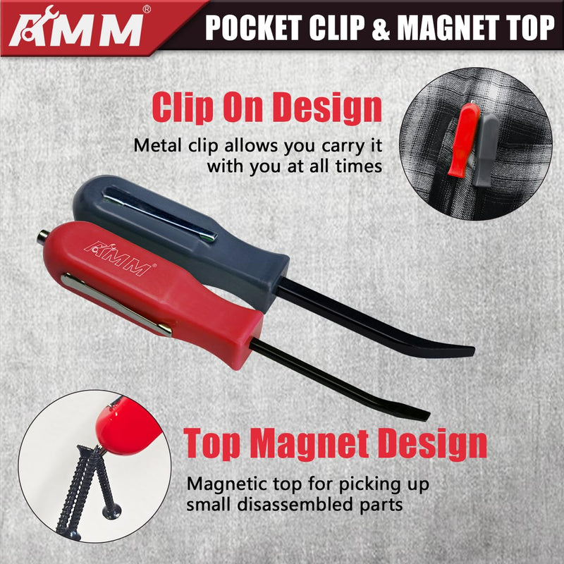 AMM 4 PCS Pocket Pry Bar Set, Mini Pry Bar with Magnet Top and Pocket Clip, 4.5" Small Pry Bar for Home Office, Car Repair Gadgets, Electronics and Mechanics Repair 4PC