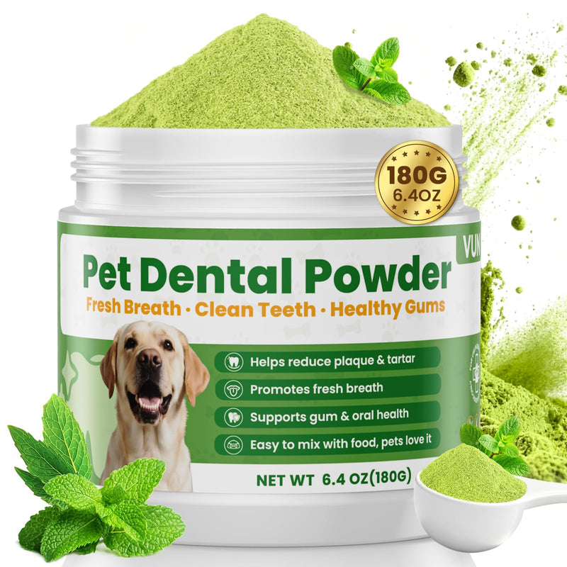 Dog Dental Powder for Dogs Teeth Cleaning Powder Probiotic Dental Care Supplement for Pet Dog Breath Freshener, with Brown Algae, Plaque Tartar Remover, Fresh Breath, Sensitive Stomach Support