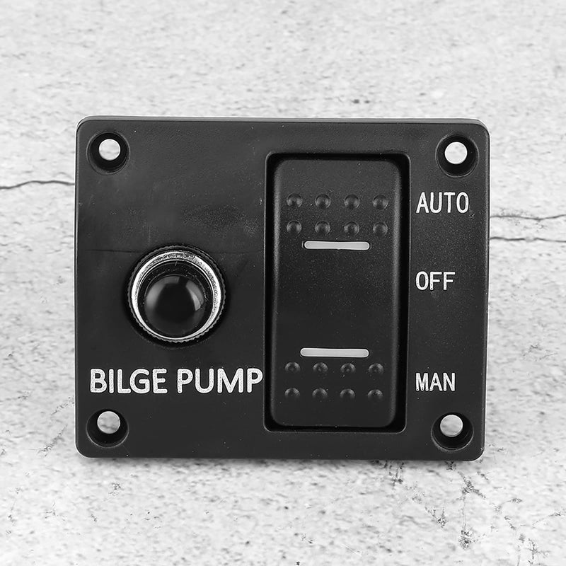 Bilge Pump Switch Panel, 3 Way Boat Circuit Control with Auto Off Manual Switch LED Indicator for DC 12V/24V Bilge Pump