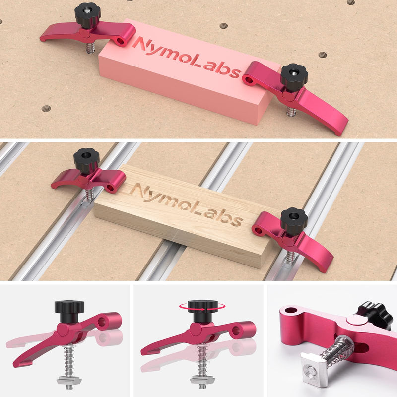 2PCS T-Track Hold Down Clamp for CNC Router Metalworking Woodworking, MDF Spoilboard with 6mm(0.24'') Threaded Hole Aluminum Spoilboard for M6 T-slot Nut 15 x 16mm(0.6 x 0.6'') 80mm-Length - NewNest Australia