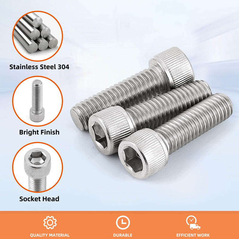 5/16-18 x 1-1/4" (1/2" to 3" Available) Socket Head Cap Screws Bolts, Allen Socket Drive, Stainless Steel 18-8 (304), Fully Threaded, Bright Finish, Machine Thread, 10 PCS 5/16-18 x 1-1/4"