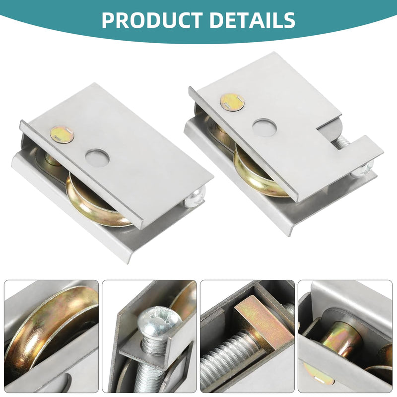 Sliding Patio Door Rollers,1-1/2" Steel Ball Bearing, Edge Adjustable, Stainless Steel Housing W/Flange Compatible with P-Ella Sliding Door Series post-1992, 2 Pack