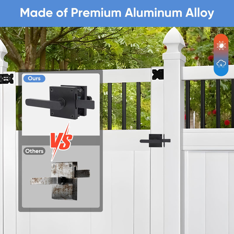 Gate Latch, BARNSMITH Heavy Duty Double Side Gate Latches, Matte Black Fence Latch, Garden Door Latch, Pool Gate Latch GT01