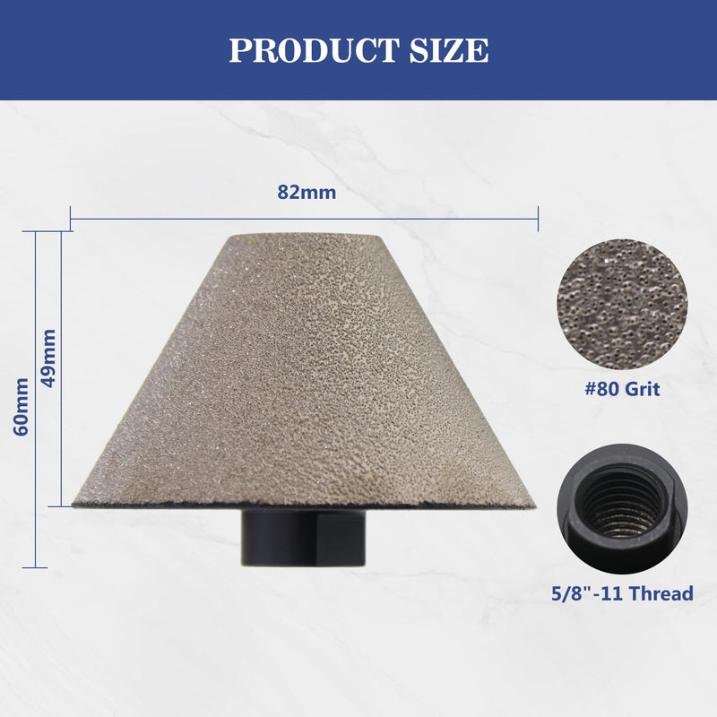 Diamond Beveling Chamfer Bits, 3-1/4” Diamond Countersink Bit with 5/8”-11 Thread for Enlarging Shaping Trimming Cleaning Existing Holes of Porcelain Granite Marble Ceramic (82mm) 3-1/4”(82mm)