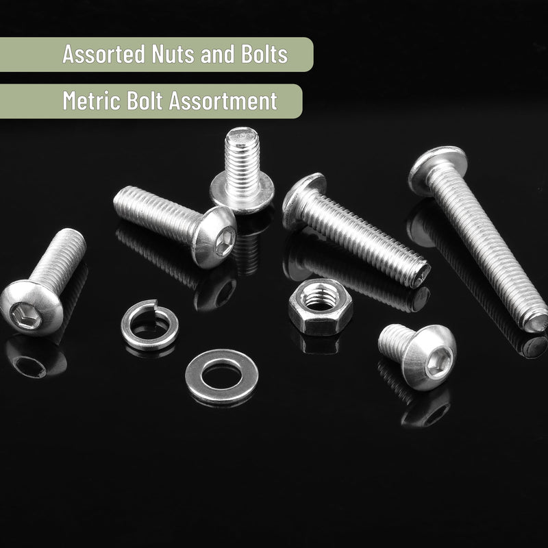 Mr. Pen- Nuts and Bolts Assortment Kit, 228 pcs, Stainless Steel, M5 Screws (7 Sizes 8-30mm)Button Head Socket Cap Screws Assorted Nuts and Bolts Nut Bolt and Washer Assortment Bolt and Nut Assortment