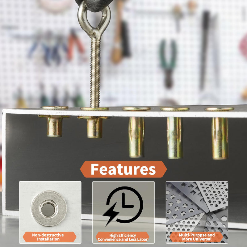 Multi-Grip Rivet Nut Installation Tool Set Pre-Bulbed Shank Flat Head Threaded Insert Nut Plus Nuts Assortment Kit Cross Rivnut for Construction Industrial (5/16-18(Plus Nut Tool-6pcs, Stainless)) 5/16-18(Plus Nut Tool-6pcs, Stainless)