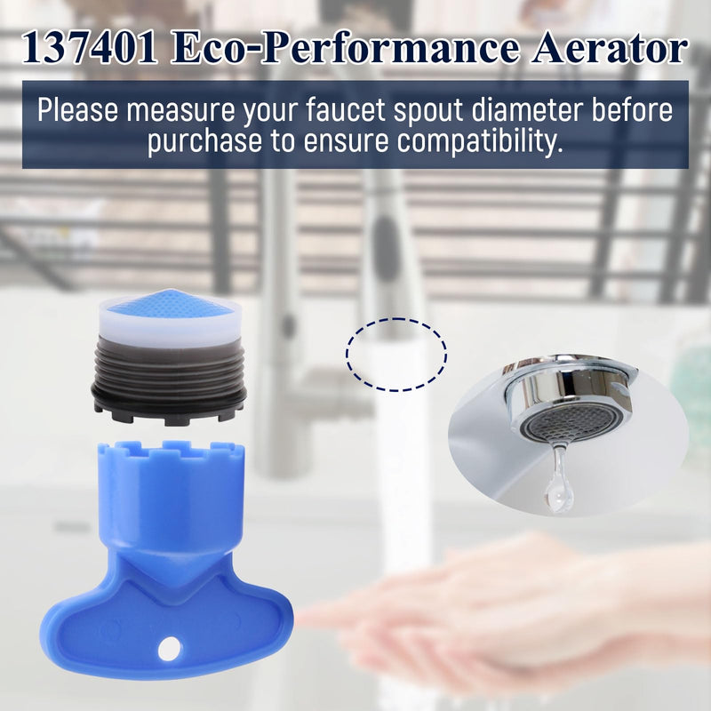 Faucet Aerator Flow Restrictor Service Kit Replacement for Moen 137401 Eco-Performance Aerator,1.5 gpm,18.5MM, with Key Removal Wrench Tool,Compatible with Rothbury or Voss (2 Sets)