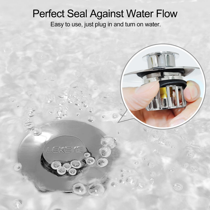 LEKEYE Tub Stopper | Shower Drain Hair Catcher | Pop-up Drain Stopper with Strainer | Bathroom Bathtub Plug | Drain Protector for 1-1/2 to 1-3/4" Bath Drain Hole Silver