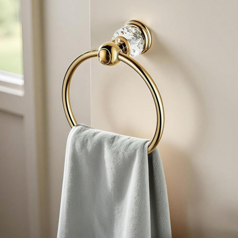 Crystal Towel Ring,Gold Hand Towel Holder Bathroom,Round Hand Towel Rack Wall Mounted Bling Bathroom Accessories Gold a