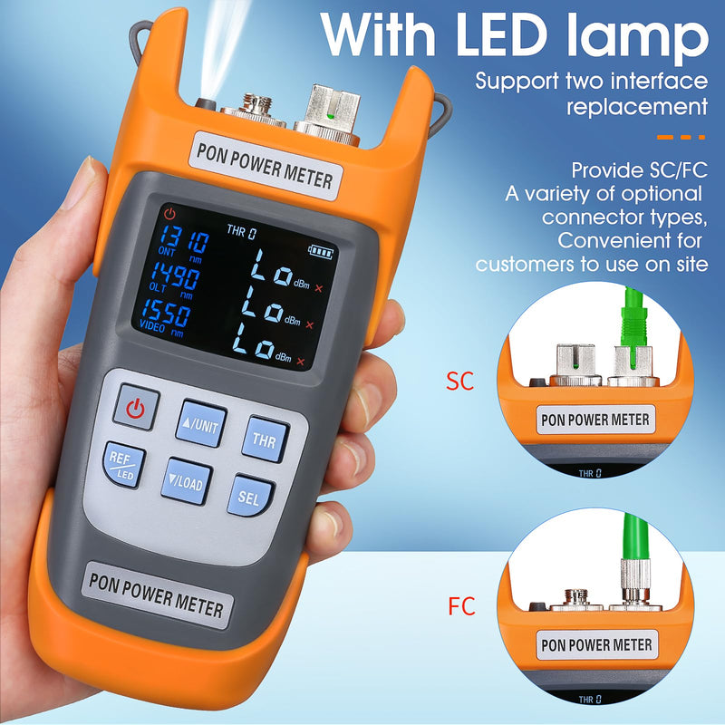 PON Optical Power Orange A-330A SCAPC Interface Optical Fiber Power Meter Network Online Detection Tester with SCAPC/FCAPC Adapter 1310 1490 1550nm SCAPC FCAPC interface