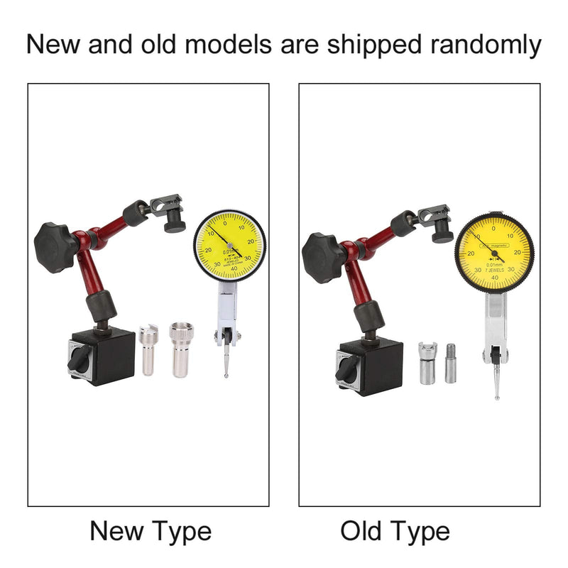 Dial Indicator with Flexible Strong Magnetic Stand Base Holder Adjustment with Lever Dial Test Indicator Gauge Exactness Scale and Installation Accessories 0-0.8mm Tester Gage Resolution 0.01mm