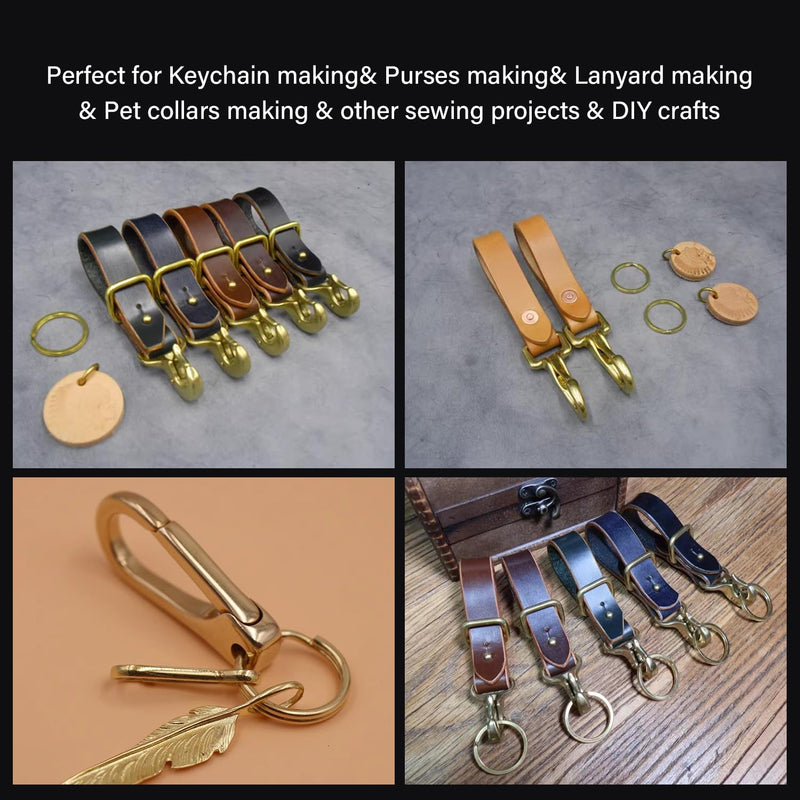 WUTA Solid Brass Trigger Snap Hooks Lobster Clasps Swivel Trigger Snap Hooks for Straps Bags Belting Leathercraft Heavy Duty Clips 5PCS 6# 50*25mm inner