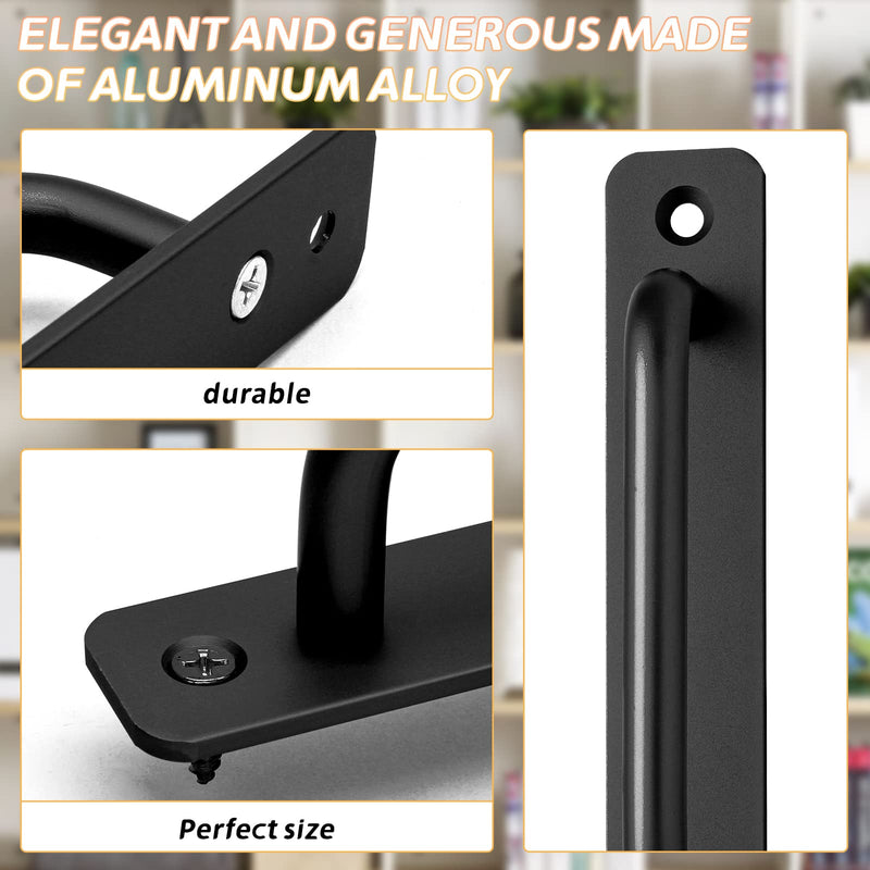 Piutouyar 2 Pack Aluminum Alloy Sliding Barn Door Handle, 128mm / 5 Inch Hole Center Gate Door Handle, Closet Door Pulls with Plate for Kitchen, Cabinet, Bathroom, Closet, 5.9 Inch Long（Black） Black-5.9"