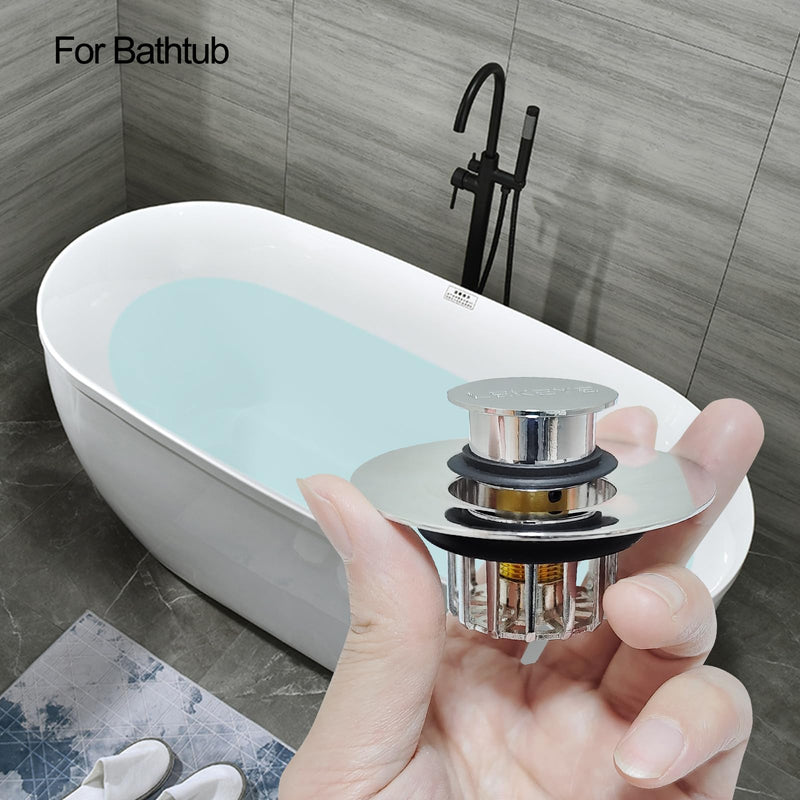 LEKEYE Tub Stopper | Shower Drain Hair Catcher | Pop-up Drain Stopper with Strainer | Bathroom Bathtub Plug | Drain Protector for 1-1/2 to 1-3/4" Bath Drain Hole Silver
