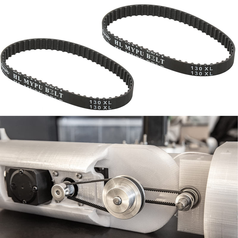2Pcs 130XL 037 Timing Belt 65 Teeth Black Cogged Rubber Geared Belt 10mm Cog Drive Belt (130XL037)