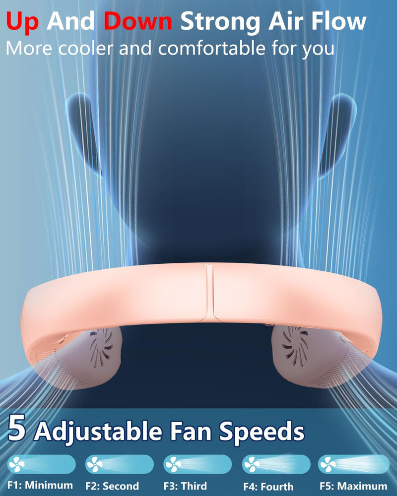 Neck Fan with Water Mist Spray,Misting Cooling Personal Fans for Your Neck Go Around that Blow Cold Air,Foldaway Hands Free Devices Mister Fan,Best Gifts for Mother's Day Father's Day Birthday