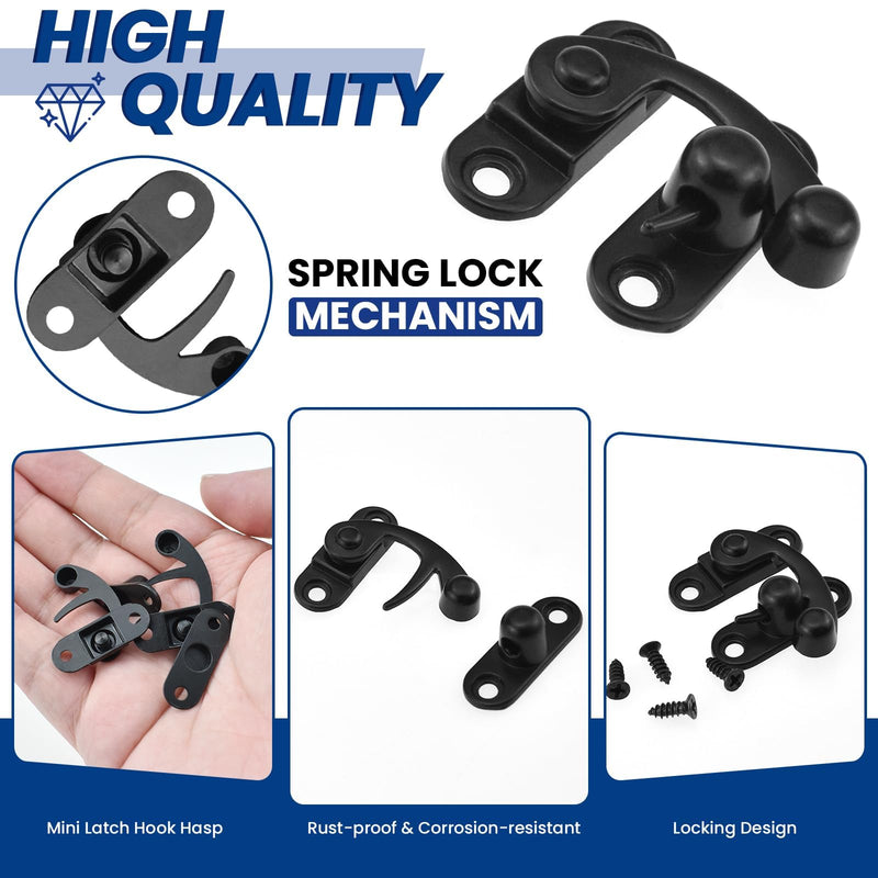 Small Hasp Latches Antique Black Clasp Latch Hook Lock for Jewelry Box Cabinet Toolbox, 2 Pack Right