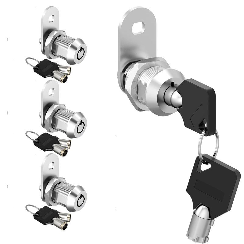 3 Pack Cabinet Locks with Keys, 5/8" Cam Lock, RV Compartment Storage Locks RV Locks for Storage Door Drawer Tool Box Locks, Zinc Alloy 3 Pack 5/8'' Silver