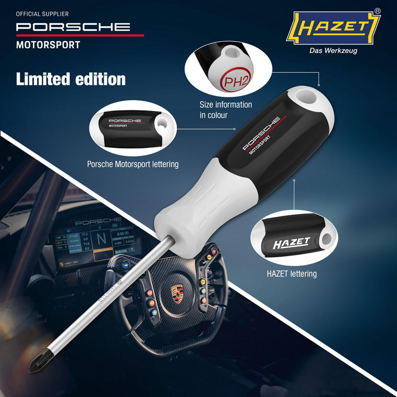 HAZET Porsche Motorsport Edition 811/6-PD Screw Driver Set 6-Piece PH Phillips and Slotted 3-Component Handle Red
