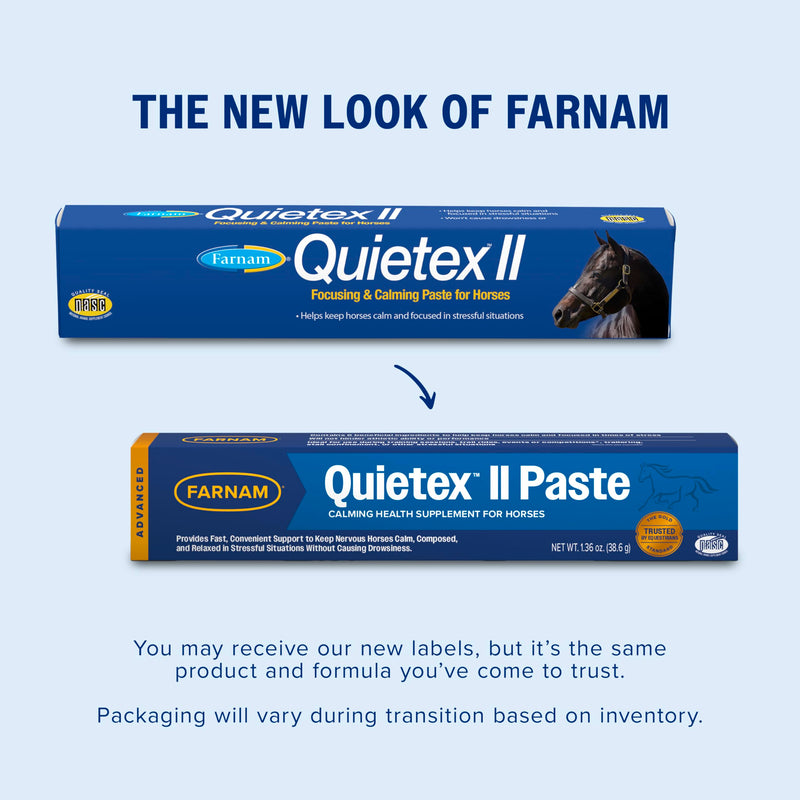 Farnam Quietex II Horse Calming Paste, 32.5 ml Syringe, Manage Nervous Behavior & Keep Horses Calm, Focused & Composed, 7 Stress-Relieving Ingredients, Calm Magnesium Supplement