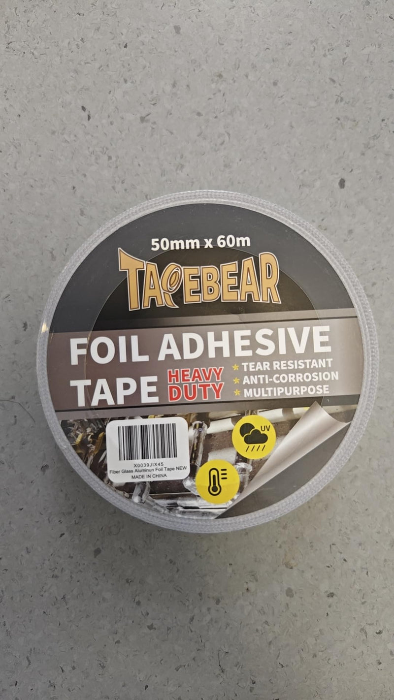 Aluminum Foil Heat Shield Tape 2inch x 65Yards, Aluminized Fiberglass Cool Tape 5.5mil Thick Heat Resistant Tape Thermal Barrier for Air Dryer Vent, HVAC, Heating Unit, Hose and Pipe, 196Ft 2inch x 65yard 1