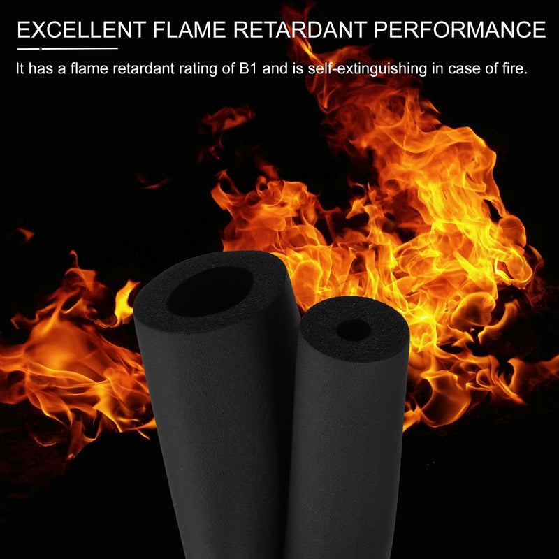 PATIKIL 1/2"x1-1/4"x5.91Ft Pipe Insulation Foam Tube 0.35" T Black 5Pcs 6Ft x 1/2" x 1-1/4"