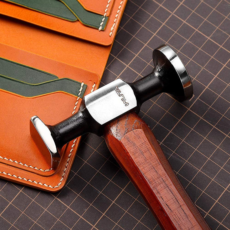 WUTA Leather Mallet Hammer Carbon Steel Double Head Hammer Cobbler Hammer for Professional Leather Craft Tool