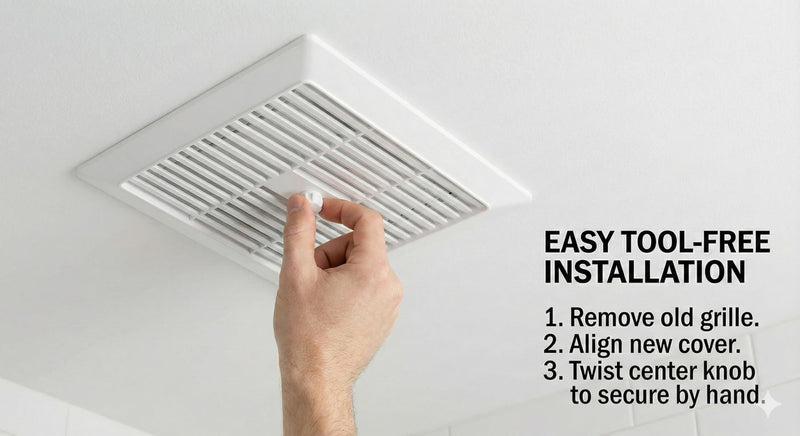 686 Bathroom Ventilation Fan Grille Cover Replacement for NuTone 686 Bathroom Fan - Part G686N, S30430000 - Screw Installation 9-1/2" x 8-3/4" White