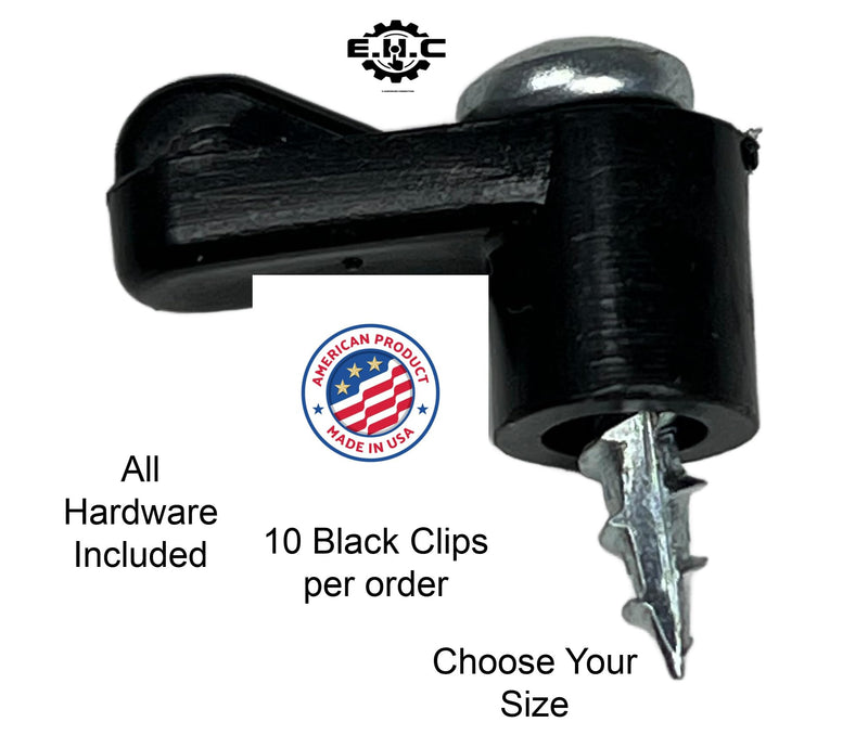 Window Screen Clips "Black” Plastic (Choose Your Size! /Size Run Flush up to 1-3/16” Offset) New or Replacement (10 Pack with All Needed Hardware Included) by E.H.C. (Flush)
