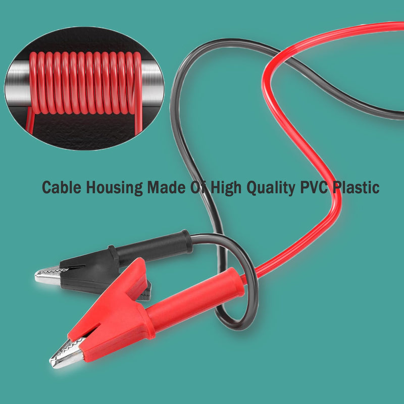 Double Ended Alligator Clip Electrical Test Leads Alligator Clip to Alligator Clip Heavy Duty Silicone Jumper 12AWG 3.28ft/1m Cable for Multimeter, Electrical Test (Y-Y 12AWG 1m X)