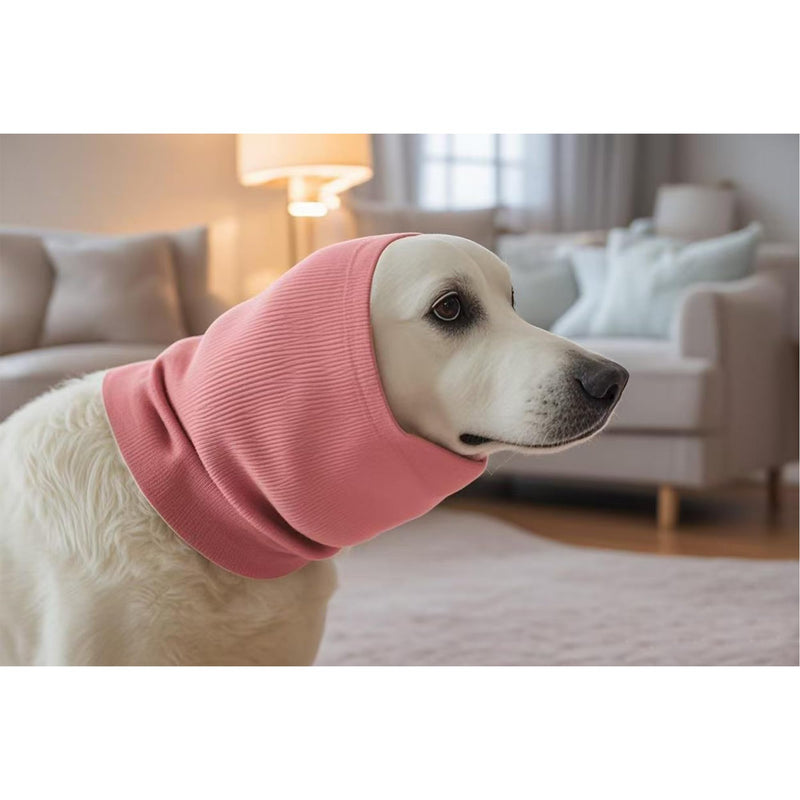 Dog Ear Wrap, Dog Ear Head Wrap Anxiety Relief – Noise Canceling for Fireworks, Thunderstorms, Pet Grooming & Force Drying (Pink M) Pink Medium