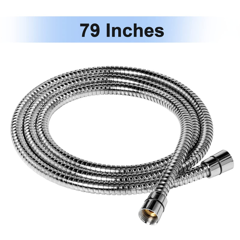 Shower Hose, 79 Inches Extra Long Stainless Steel Handheld Shower Head Hose with Brass Insert and Nut, Flexible, Chrome