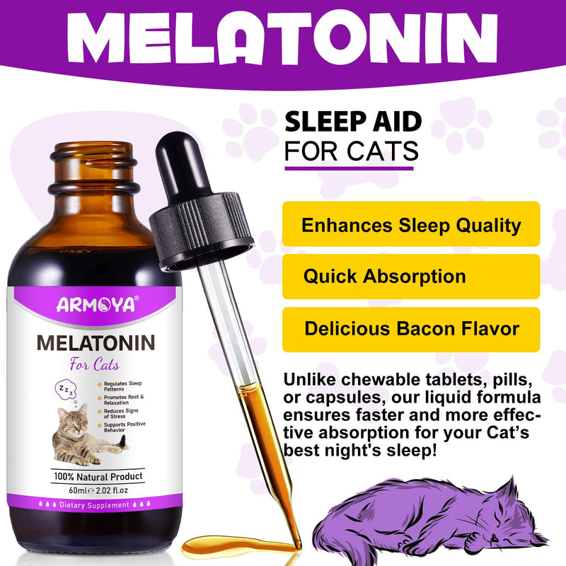 ARMOYA Cat Melatonin - Melatonin for Cats - Cat Calming Treats- Cat Sedative for Grooming - Helps to Support Restful Sleep for Your Cat - Cat Sleep Aid - Anxiety Relief for Cats 1pcs