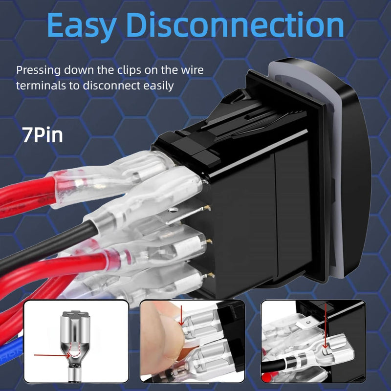 Trim Tabs Rocker Switch Panel 12V/20A 24V/10A Momentary 7 Pin DPDT 3 Position (ON)-Off-(ON) 2 Gang Waterproof Trim Toggle Switch Panel for Marine Boat Console, DC Motor Reverse Control (Red) Red