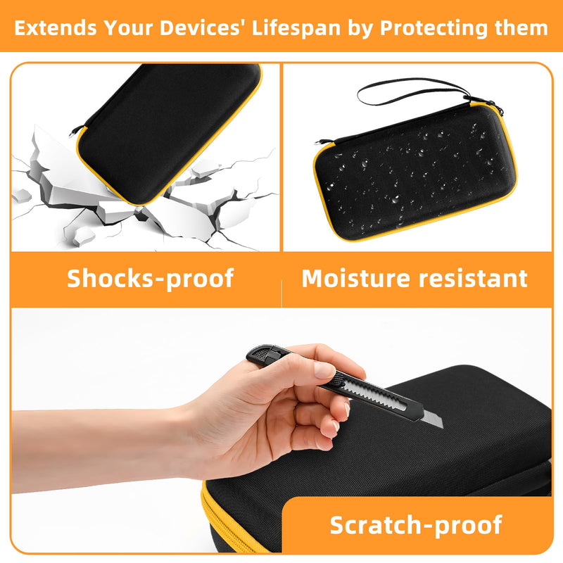 Hard Case for Fluke Multimeter - Compatible with 117/115/116/15B+/17B+/101/114/113/177/179/233/106/107 - Protective Storage Bag Organizer for Testers & Accessories (Case Only) Black &Yellow