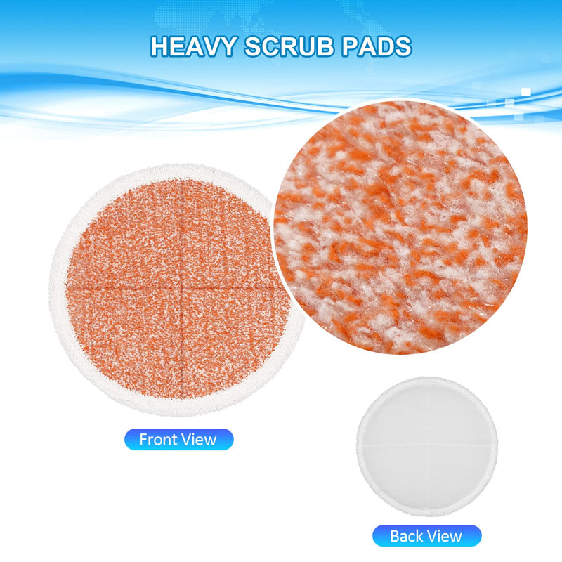 6 Pack Mop Pads Replacement Compatible with Bissell Spinwave Mops 2124 2039 2037 2039A Series Steam Mop Pads for Bissell Spinwave Hard Floor Cleaning Kits 2 Soft Pads, 2 Scrubby and 2 Heavy Scrub Pads Bissell Spinwave- 6 Pack(2 White+ 2 Gray+ 2 Orange)