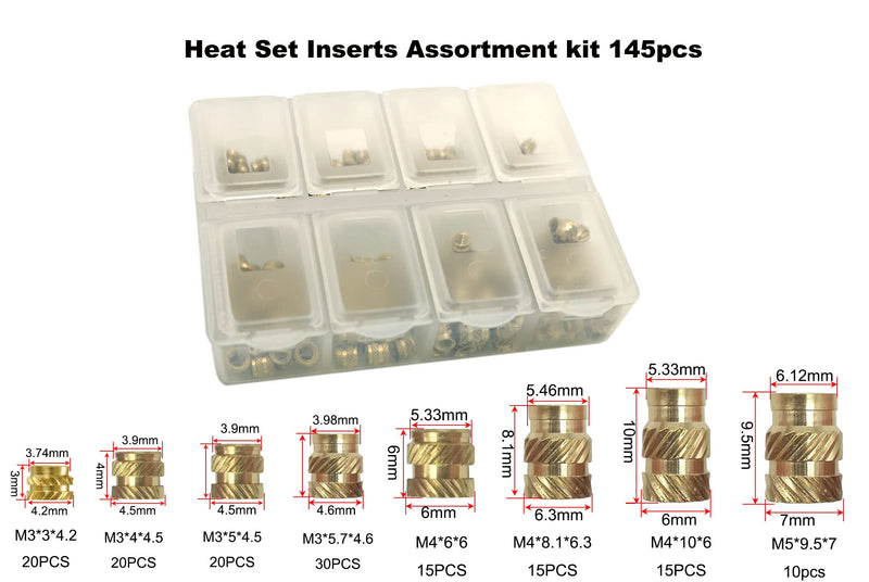 M3 M4 M5 Threaded Inserts for Plastic 3D Printing Heat Set Insert Kit 145pcs M3 M4 M5 Kit 145