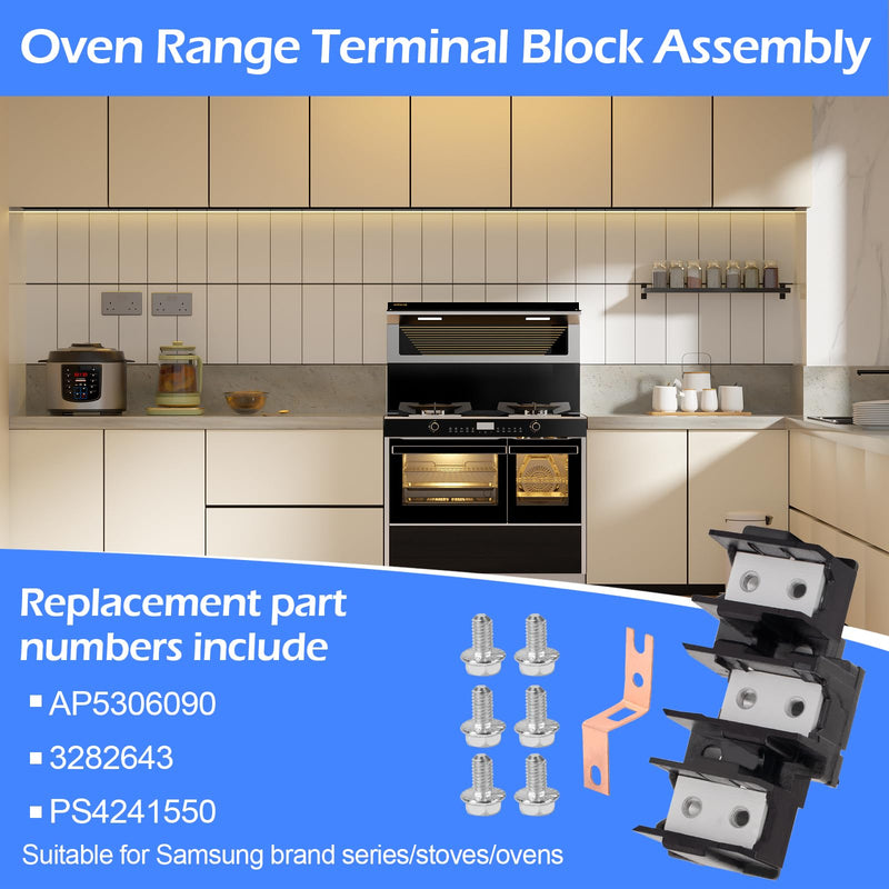 DG96-00173A Range Terminal Block Assembly for Samsung Electric Range/Stove/Ovens DG65-00003A 3282643. 600V 65A 3 Positions Dual Row