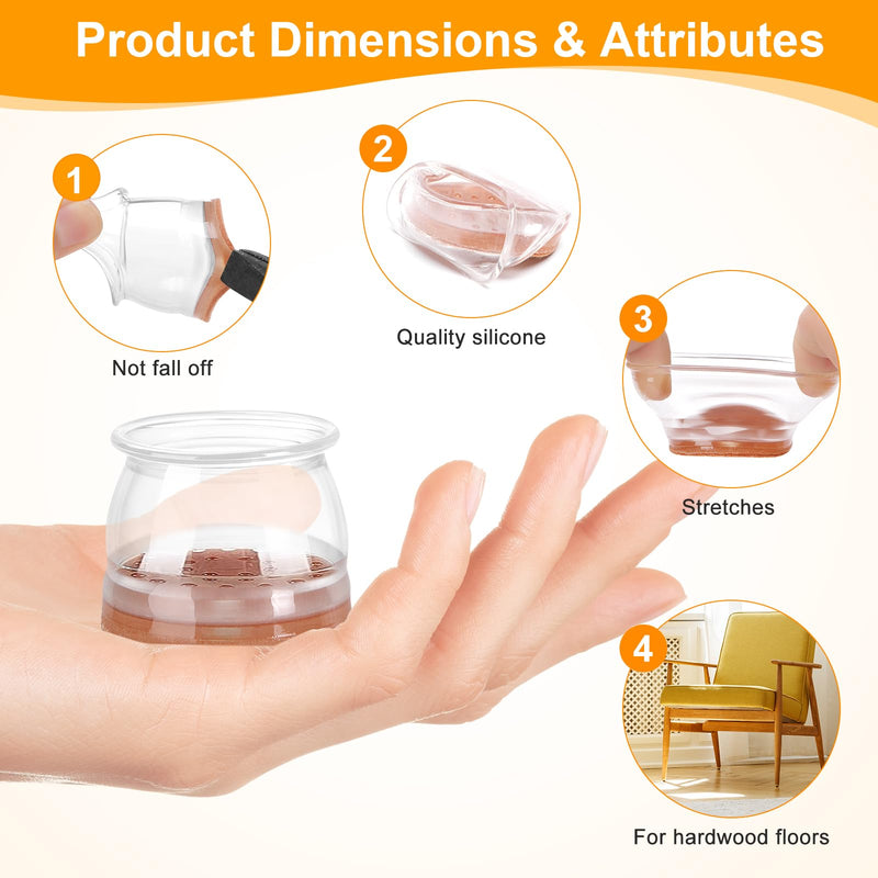36Pack Silicone Chair Leg Floor Protectors, Chair Leg Protectors for Hardwood Floors, Thicken Rubber Chair Feet Caps Covers Pads, Protect Furniture Wood Floors from Scratching and Reduce Noise Clear-36Pcs Universal L(1.3"-2")