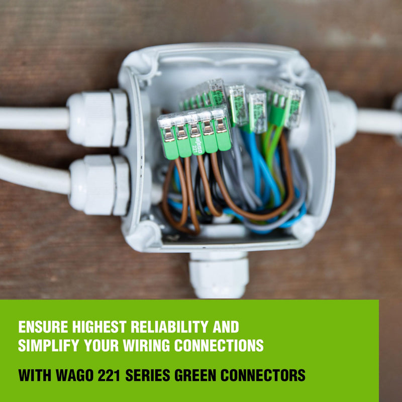 WAGO 221 Series Green Range 80pc Compact Splicing Wire Connectors | Includes (40x 221-422), (25x 221-423), (15x 221-425) | WAGO Wire Connectors | WAGO 221 Wire Nuts | WAGO 221 Series Assortment Pack NAAG221-80