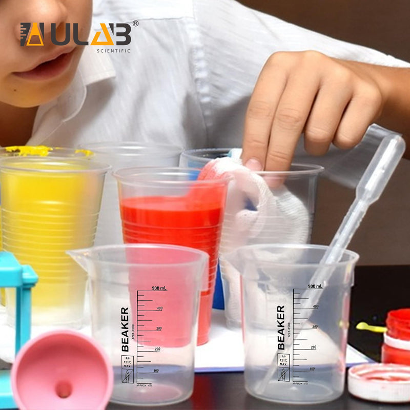 ULAB Scientific Stackable Graduated Plastic Beakers, 3pcs of 1000ml(33.8oz), with Easy-to-Read Printings in Black, UBP1014 3pcs of Vol.1000ml with black printings