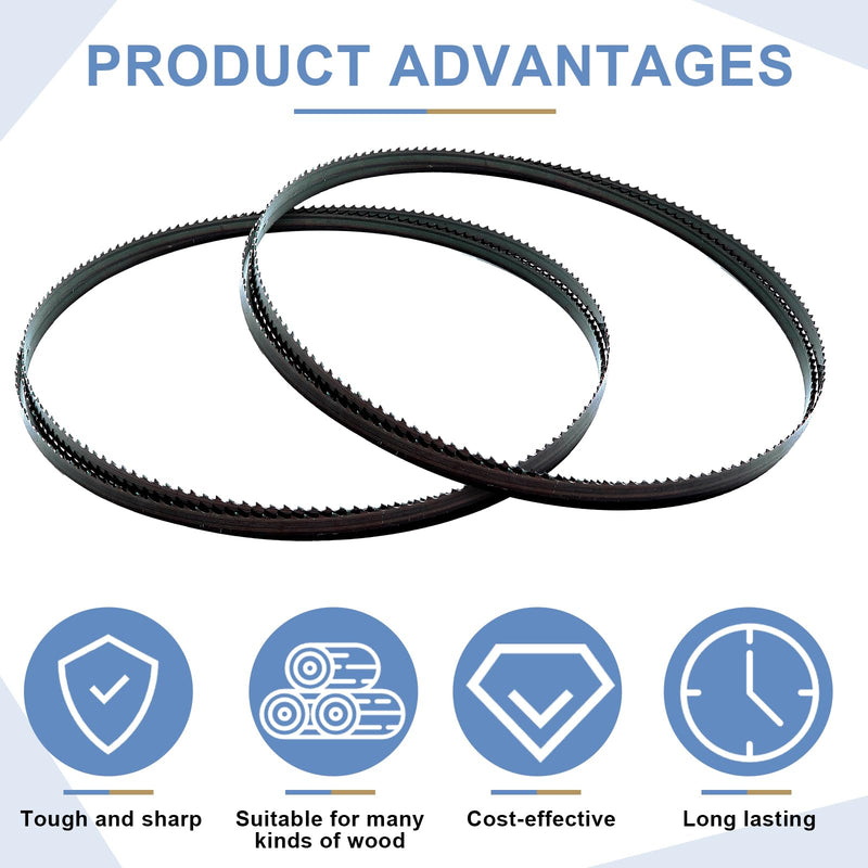 Therwen 2 Pcs Bandsaw Blades 116 x 1/2 Inches x 4 TPI Band Saw High Carbon Steel Bandsaw Blades