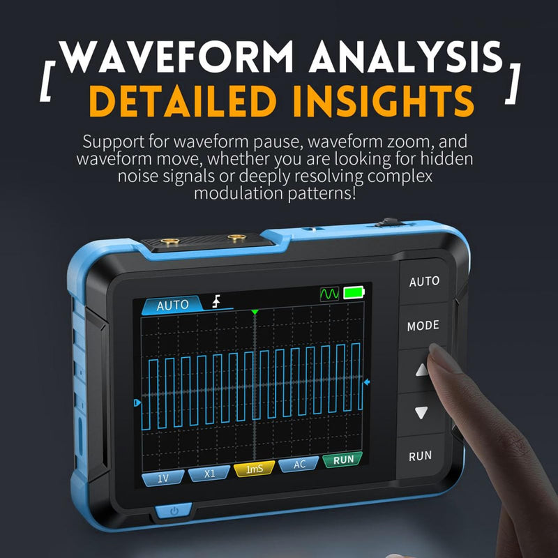 Handheld Oscilloscope, 2 Channels Portable Digital Oscilloscope Multimeter, Professional Automotive Oscilloscope with 1Mhz Bandwidth, 5.0MS s Sampling Rate & 2.8in LCD Display