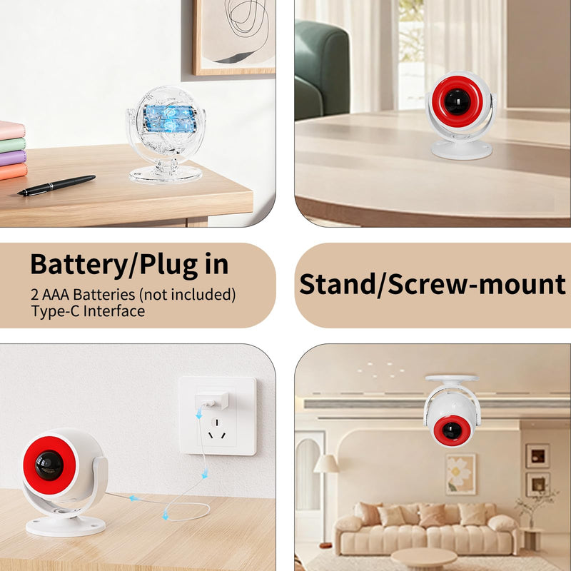 2 Pack Wireless Motion Detector Alarm for Indoor Use, PIR Motion Sensor with Sound Player for Pets, Dogs & Animal Deterrent, Intruder Alert & Remote Safety System, Noise Maker Sensor de Movimiento 2 Pack