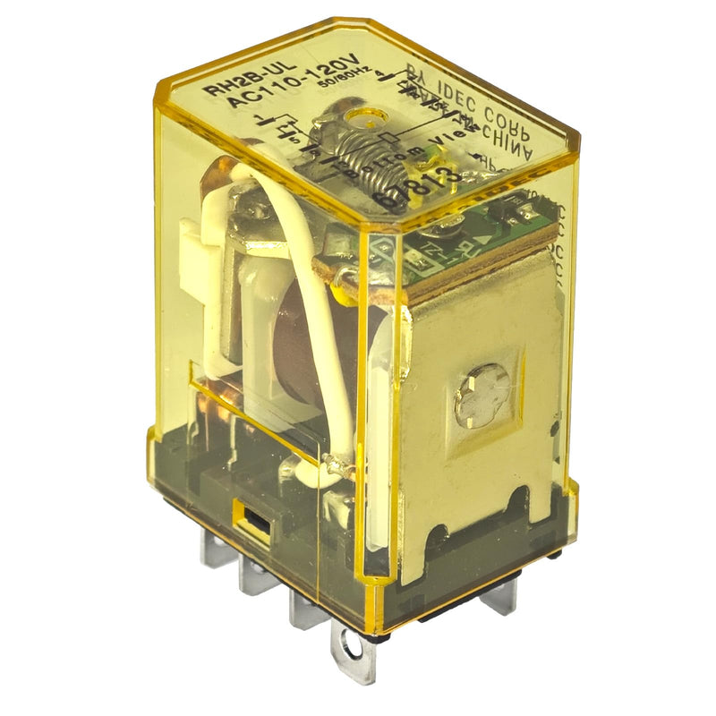 RH2B-ULAC110-120V 10A Power Relay (Pack of 2) - 8-Pin 110/120VAC, DPDT, Plug-in, Blade Terminals, LED Indicator
