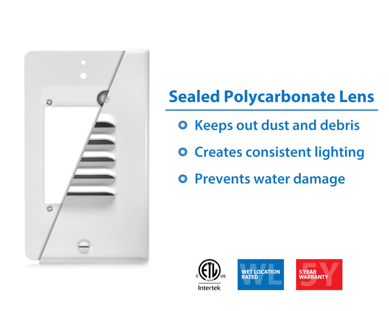 STP2 Louvered White LED Step Light with Photocell (STP2L120WHPC) - NewNest Australia