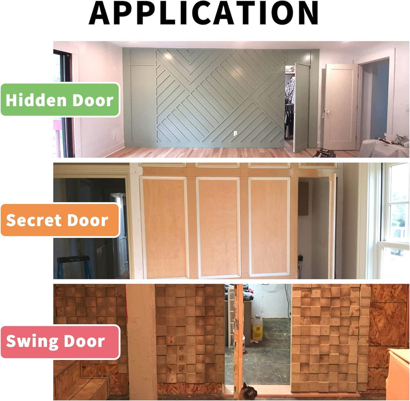 TamBee Pivot Door Hinge Hidden Door Hinges for Secret Door 304 Stainless Steel Hidden Bookcase Hinges with Door Ball Catch 170 lbs Load with Ball Catch