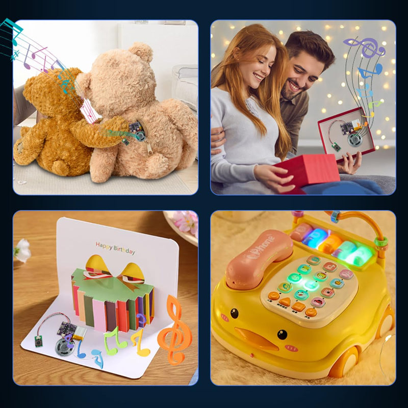 Voice Module,MP3 Music Sound Chips, 16MB Sound Module for Crafts, Christmas, New Year Greeting Cards, Box with Speaker Lithium Battery Powered and USB Cable. (JR-JX7004-Push Button - 2P) JR-JX7004-Push Button - 2P