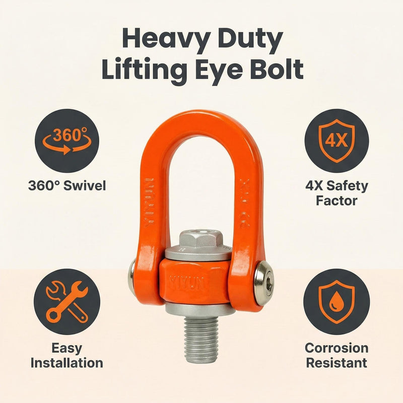2 Pack Swivel Hoist Rings M16 x 24 WLL 2.0T, Positions & Hovers at Any Angle, 360° Swivel Eye Bolt with 4:1 Safety Factor, 180° Load Range, Corrosion Resistant Alloy Steel Heavy Duty Lifting Fitting